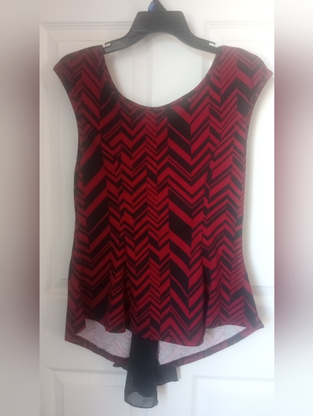 Red & Black Chevron High-Low Tunic Top